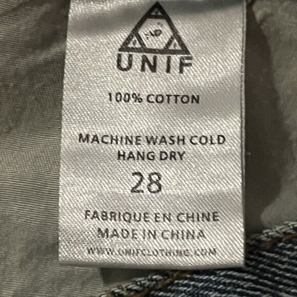 UNIF Denim Shorts Women’s 28 High-Rise Raw Hem Grunge Y2K Distressed - Picture 11 of 14